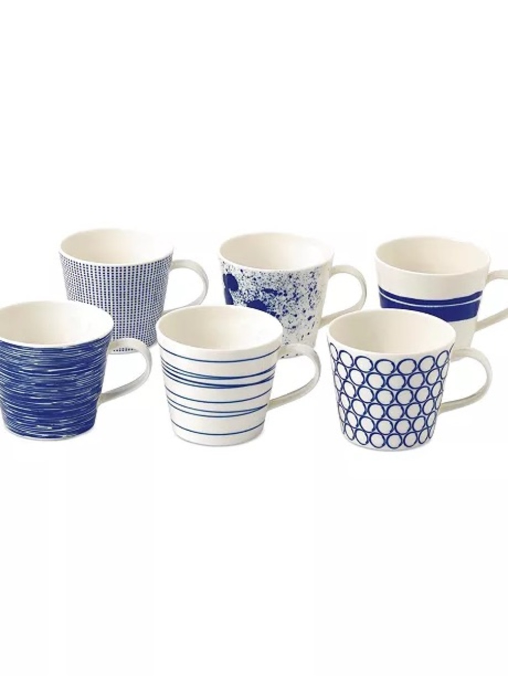 NWOT Royal Doulton Blue and White Pacific Patterned Mug Set - 6 Piece